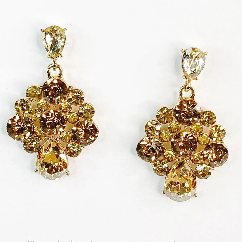 Crystal Chandelier Earrings Cocktail Formal Wedding - Picture 3 of 4